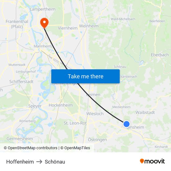 Hoffenheim to Schönau map