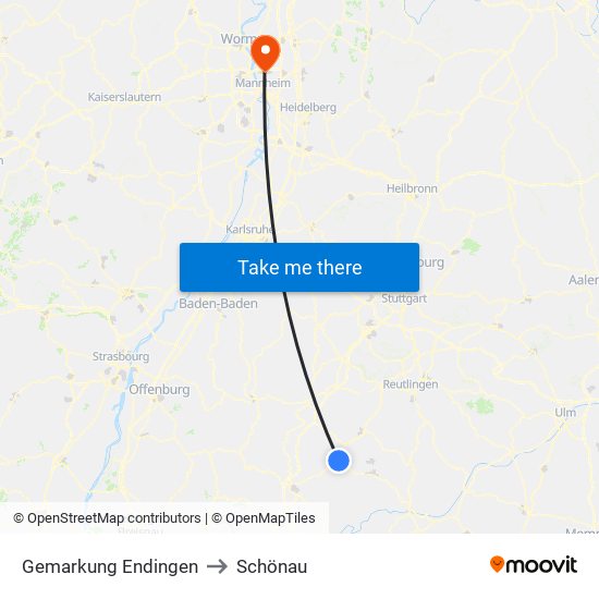 Gemarkung Endingen to Schönau map