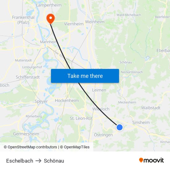 Eschelbach to Schönau map