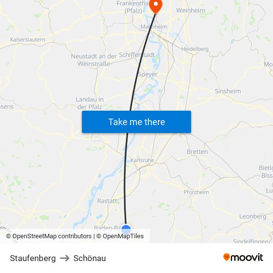Staufenberg to Schönau map