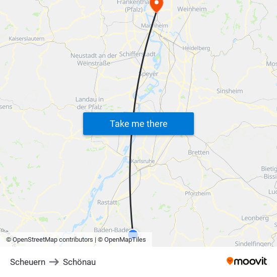 Scheuern to Schönau map