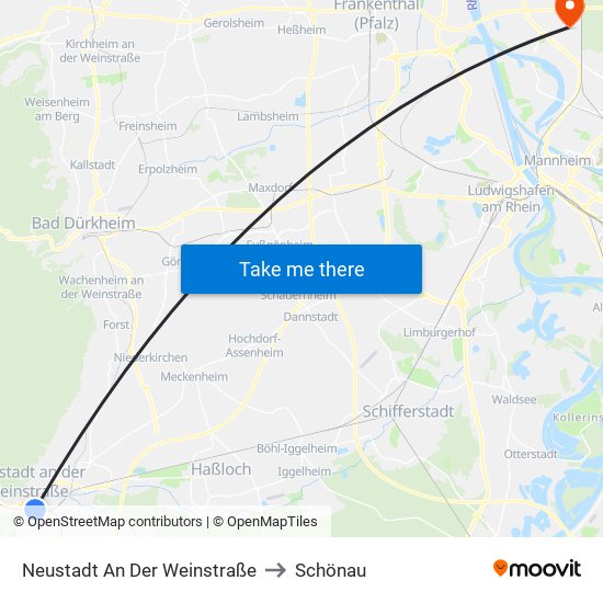 Neustadt An Der Weinstraße to Schönau map