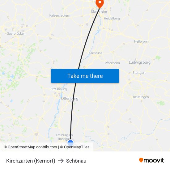 Kirchzarten (Kernort) to Schönau map