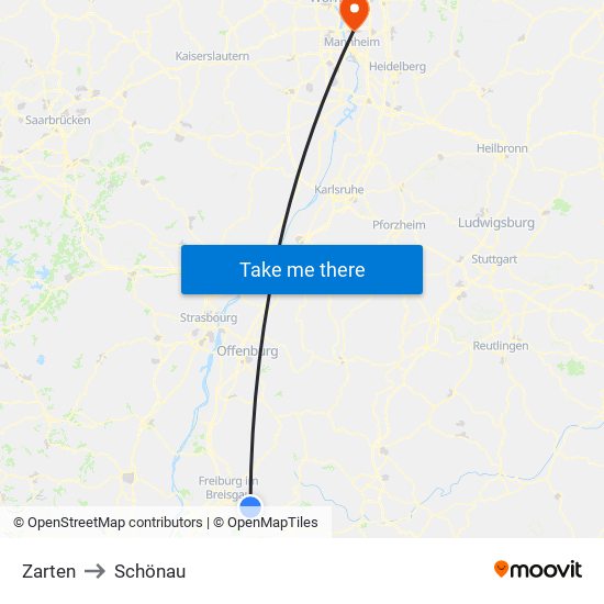 Zarten to Schönau map