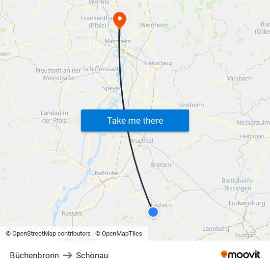 Büchenbronn to Schönau map