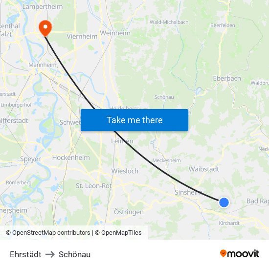 Ehrstädt to Schönau map