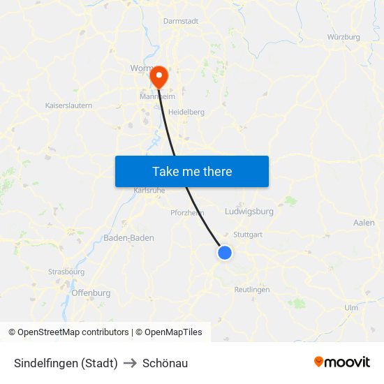 Sindelfingen (Stadt) to Schönau map