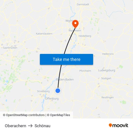 Oberachern to Schönau map