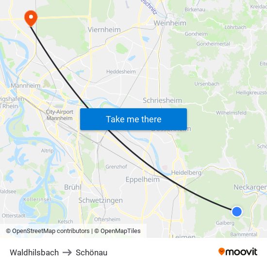 Waldhilsbach to Schönau map