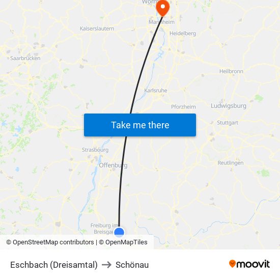 Eschbach (Dreisamtal) to Schönau map