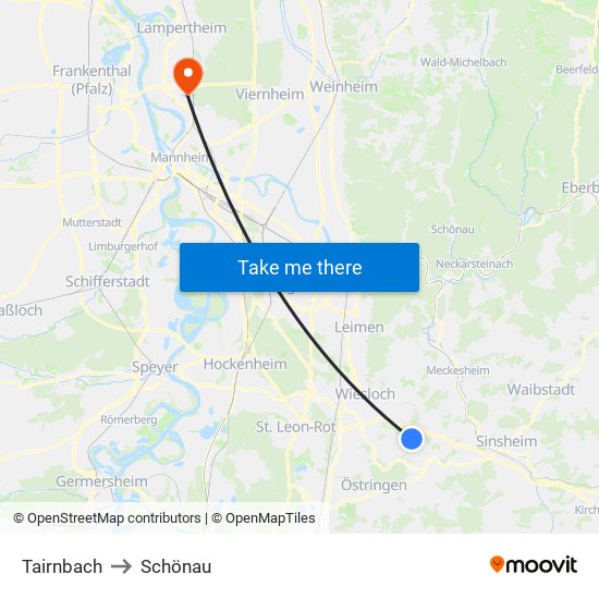 Tairnbach to Schönau map