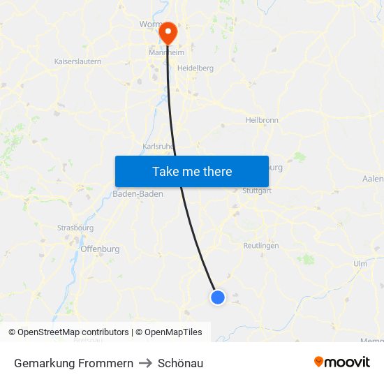 Gemarkung Frommern to Schönau map