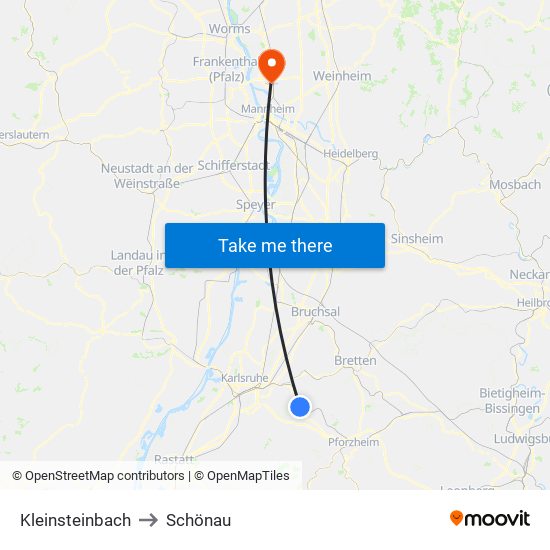 Kleinsteinbach to Schönau map