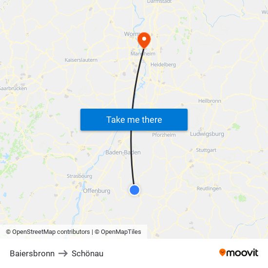 Baiersbronn to Schönau map