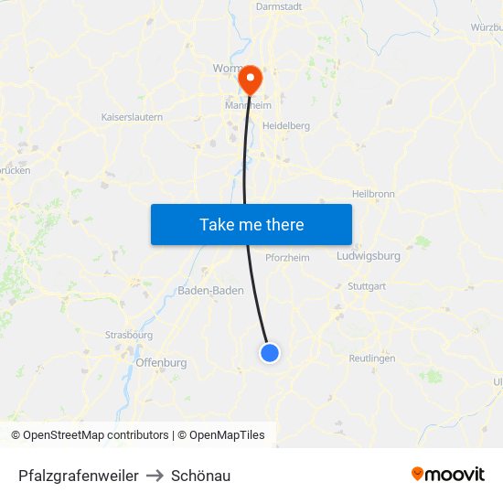 Pfalzgrafenweiler to Schönau map