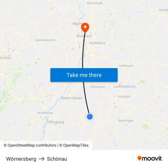 Wörnersberg to Schönau map