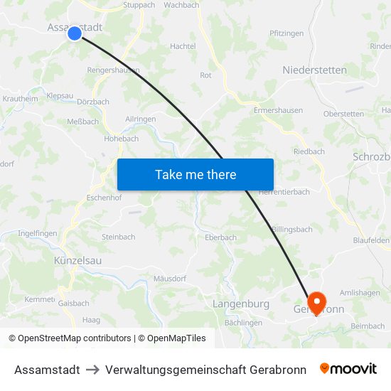 Assamstadt to Verwaltungsgemeinschaft Gerabronn map