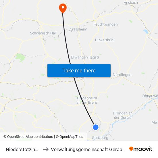Niederstotzingen to Verwaltungsgemeinschaft Gerabronn map
