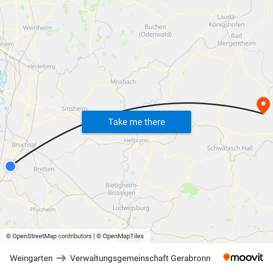 Weingarten to Verwaltungsgemeinschaft Gerabronn map