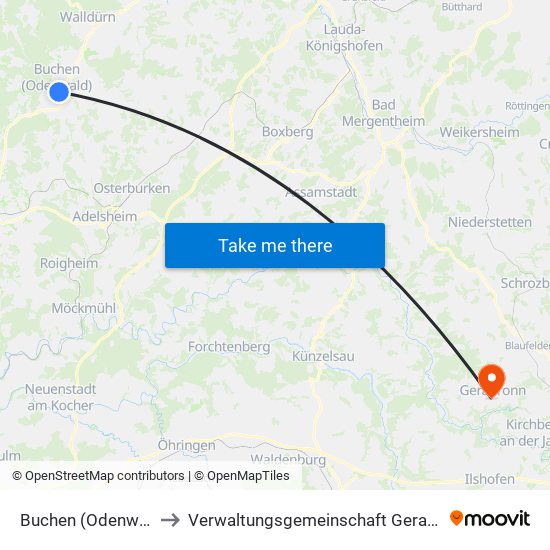 Buchen (Odenwald) to Verwaltungsgemeinschaft Gerabronn map