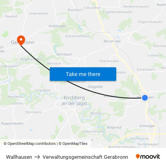 Wallhausen to Verwaltungsgemeinschaft Gerabronn map