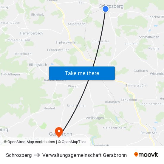 Schrozberg to Verwaltungsgemeinschaft Gerabronn map