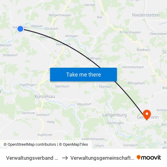 Verwaltungsverband Krautheim to Verwaltungsgemeinschaft Gerabronn map