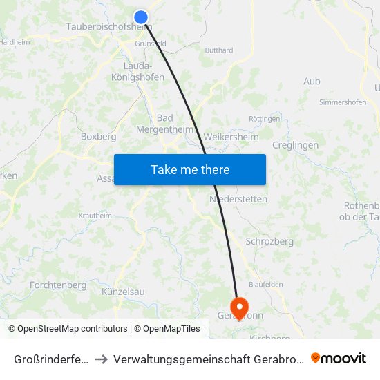 Großrinderfeld to Verwaltungsgemeinschaft Gerabronn map