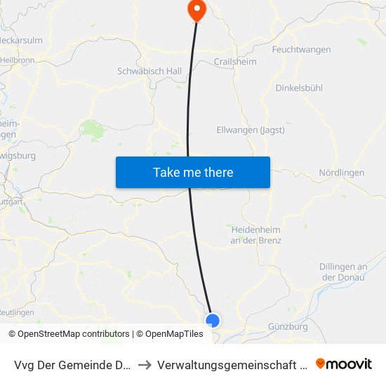 Vvg Der Gemeinde Dornstadt to Verwaltungsgemeinschaft Gerabronn map