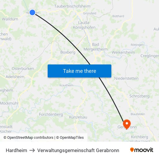 Hardheim to Verwaltungsgemeinschaft Gerabronn map