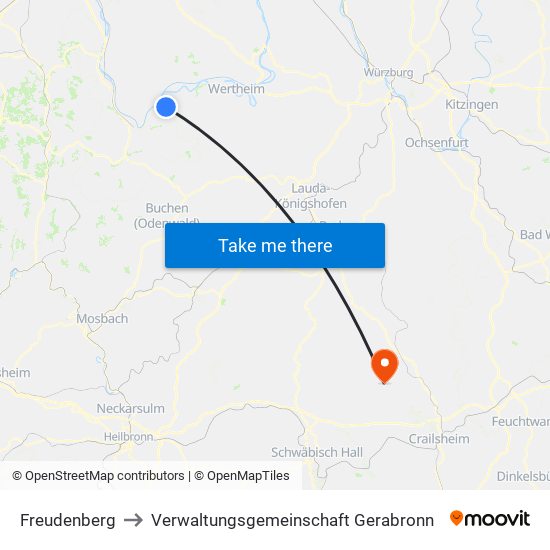 Freudenberg to Verwaltungsgemeinschaft Gerabronn map