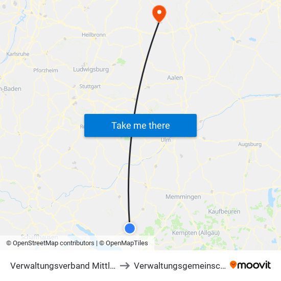 Verwaltungsverband Mittleres Schussental to Verwaltungsgemeinschaft Gerabronn map