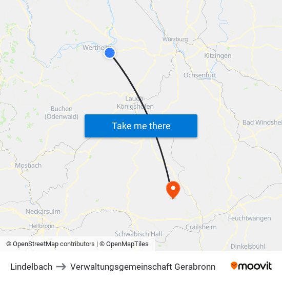 Lindelbach to Verwaltungsgemeinschaft Gerabronn map