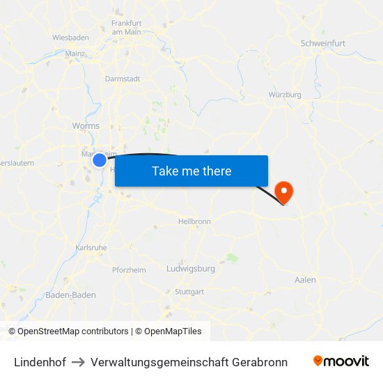 Lindenhof to Verwaltungsgemeinschaft Gerabronn map