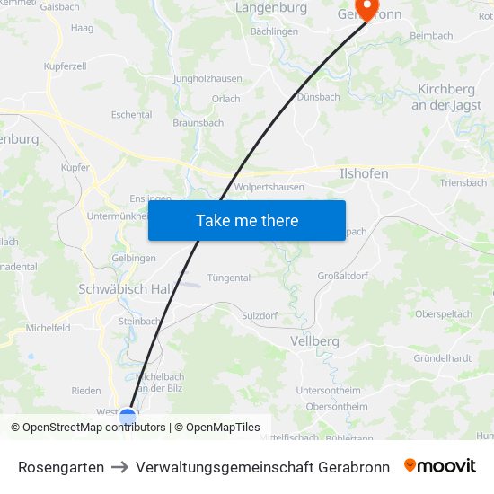 Rosengarten to Verwaltungsgemeinschaft Gerabronn map