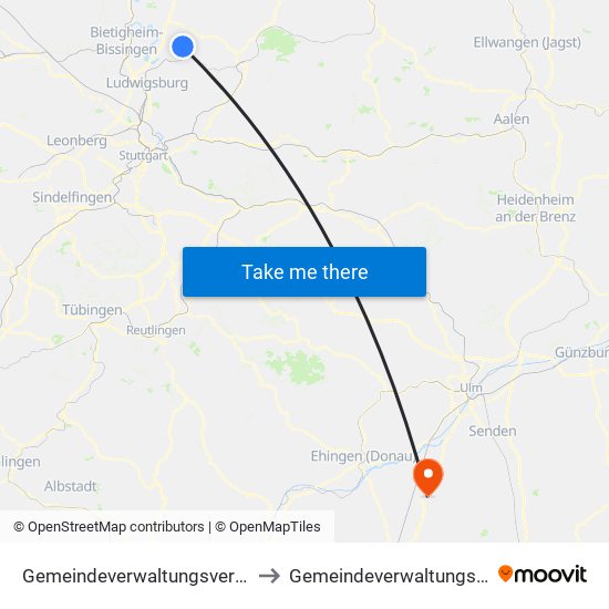 Gemeindeverwaltungsverband Steinheim-Murr to Gemeindeverwaltungsverband Laupheim map