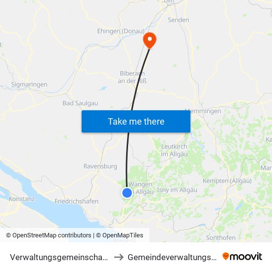 Verwaltungsgemeinschaft Wangen Im Allgäu to Gemeindeverwaltungsverband Laupheim map
