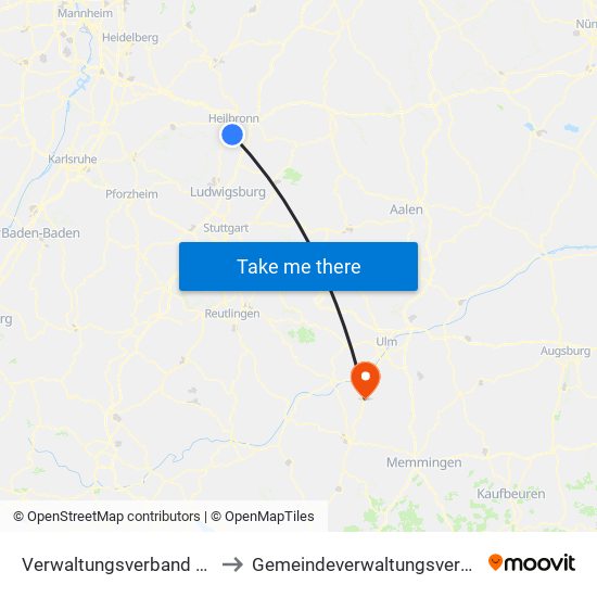 Verwaltungsverband Flein-Talheim to Gemeindeverwaltungsverband Laupheim map