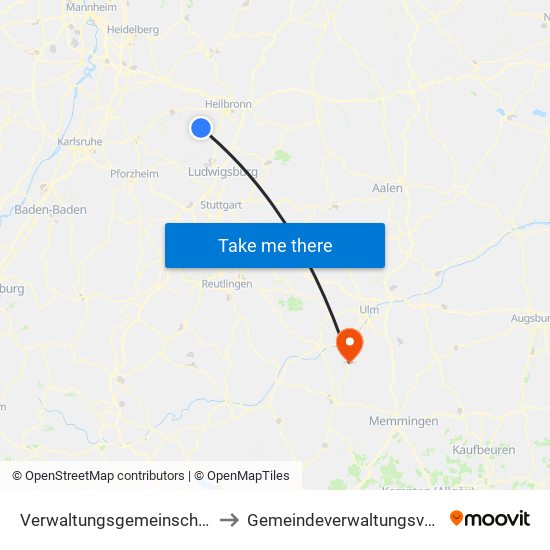 Verwaltungsgemeinschaft Brackenheim to Gemeindeverwaltungsverband Laupheim map