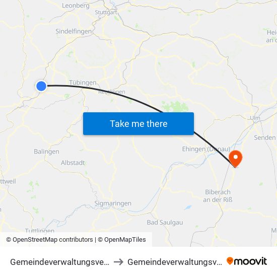 Gemeindeverwaltungsverband Oberes Gäu to Gemeindeverwaltungsverband Laupheim map