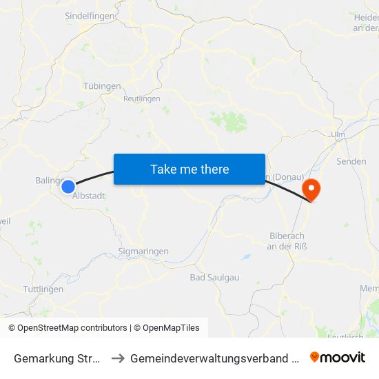 Gemarkung Streichen to Gemeindeverwaltungsverband Laupheim map