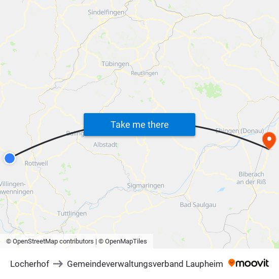 Locherhof to Gemeindeverwaltungsverband Laupheim map