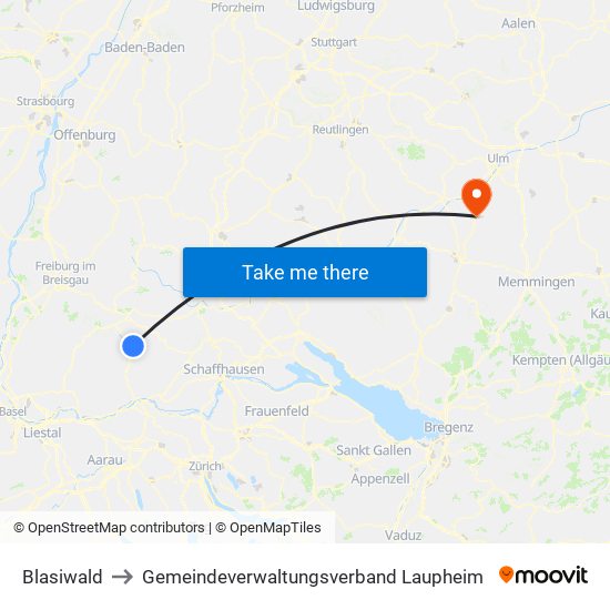 Blasiwald to Gemeindeverwaltungsverband Laupheim map