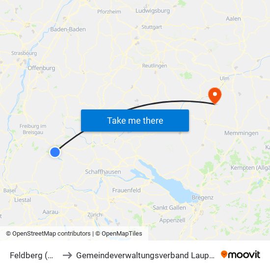 Feldberg (Ort) to Gemeindeverwaltungsverband Laupheim map