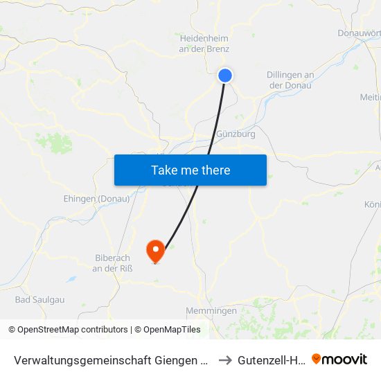 Verwaltungsgemeinschaft Giengen An Der Brenz to Gutenzell-Hürbel map