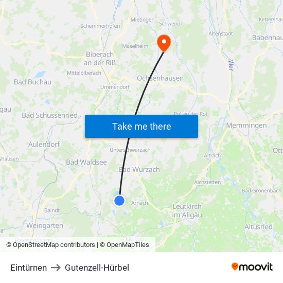 Eintürnen to Gutenzell-Hürbel map