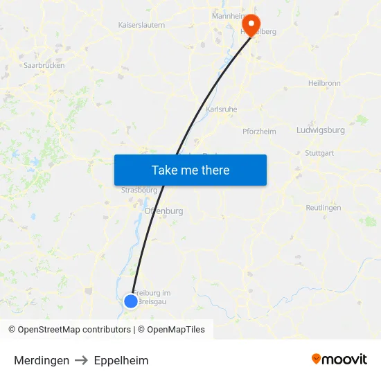 Merdingen to Eppelheim map