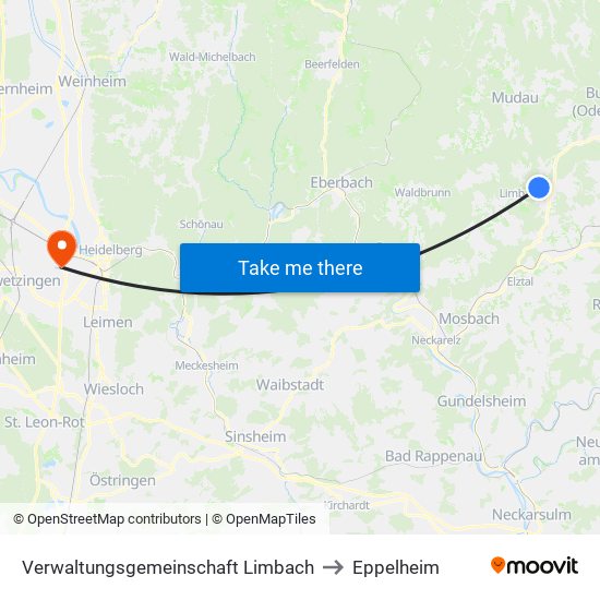 Verwaltungsgemeinschaft Limbach to Eppelheim map