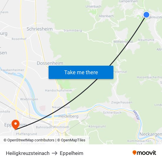 Heiligkreuzsteinach to Eppelheim map