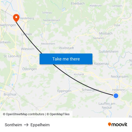 Sontheim to Eppelheim map